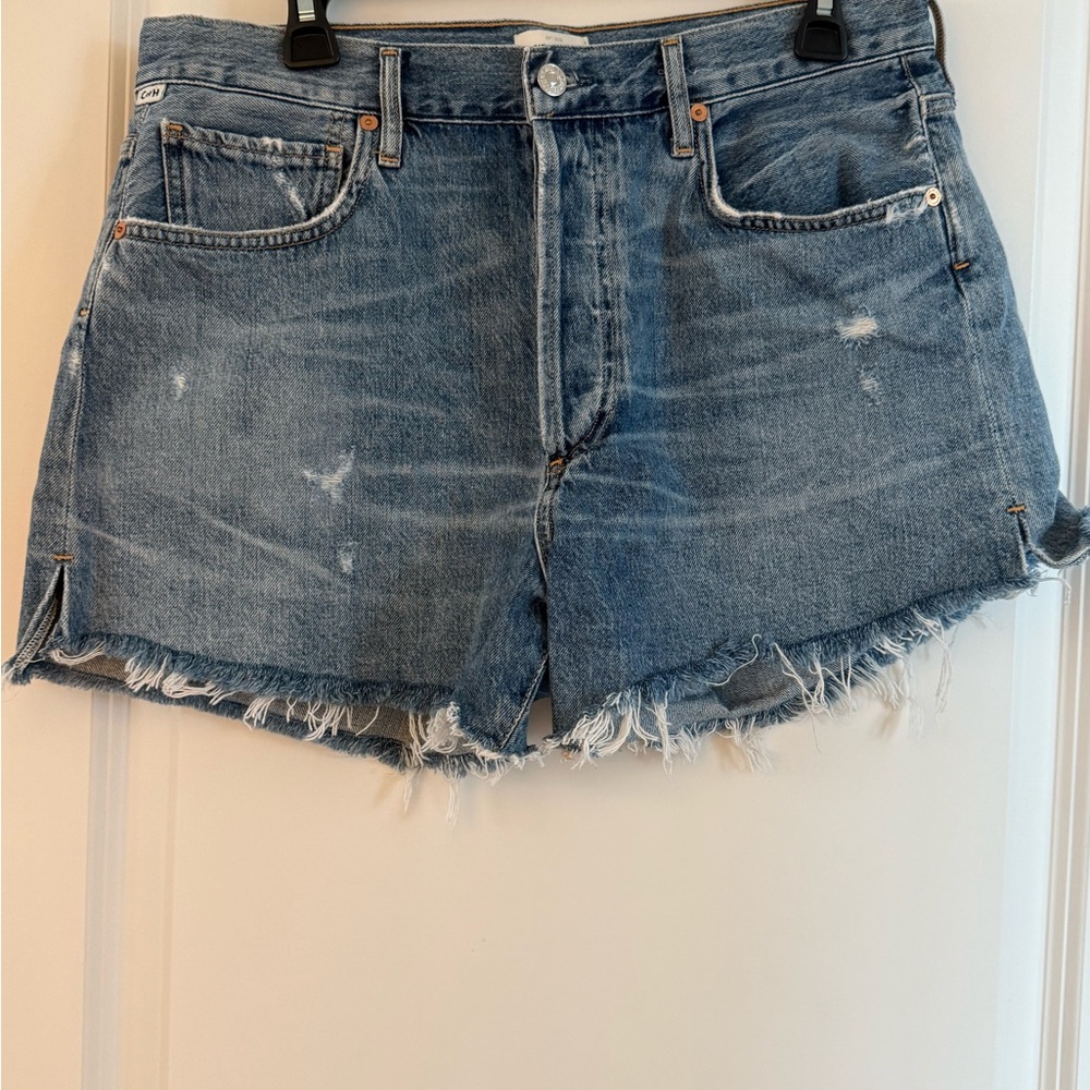 Citizens Of Humanity Blue Distressed Jean Shorts